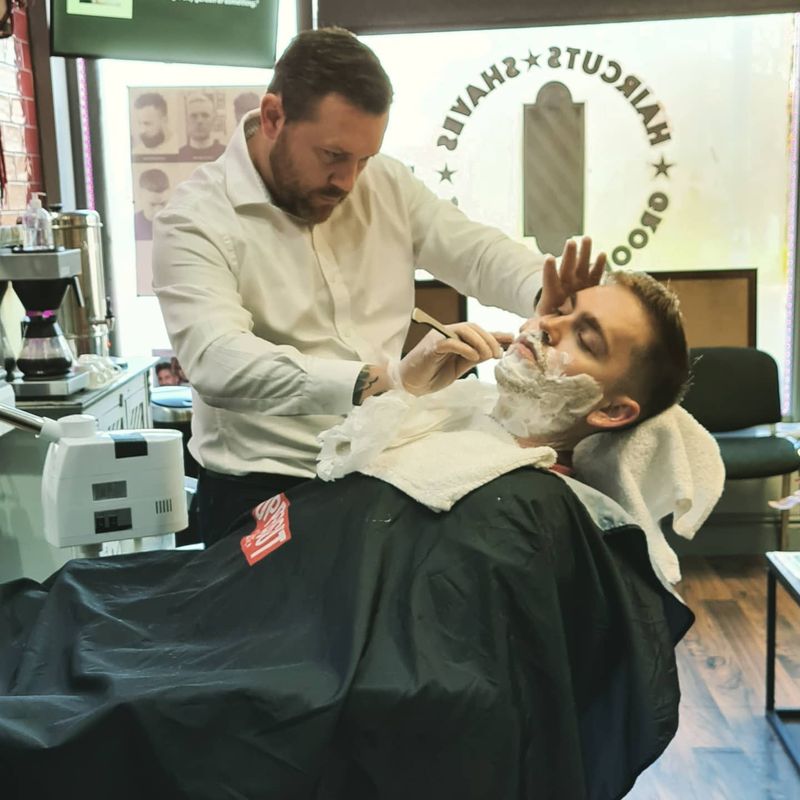 Hot-towel cut-throat shave